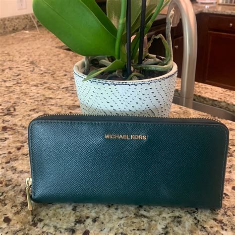 dark green michael kors wallet|michael kors racing green wallet.